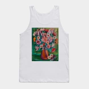 Some abstract mixed flowers in a metallic vase Tank Top